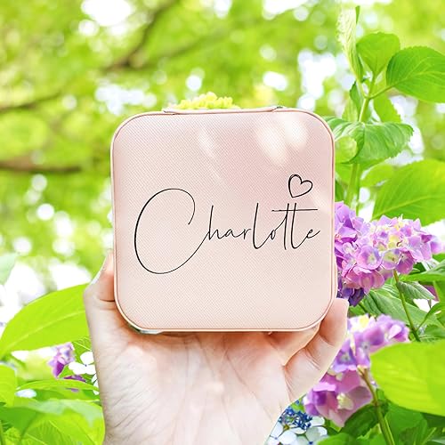 SPETYORT Boîte à bijoux personnalisée pour femme avec nom et guirlande, boîte à bijoux portable en cuir pour bagues, colliers et boucles d'oreilles, boite a bijoux fille - Nail Gallerys