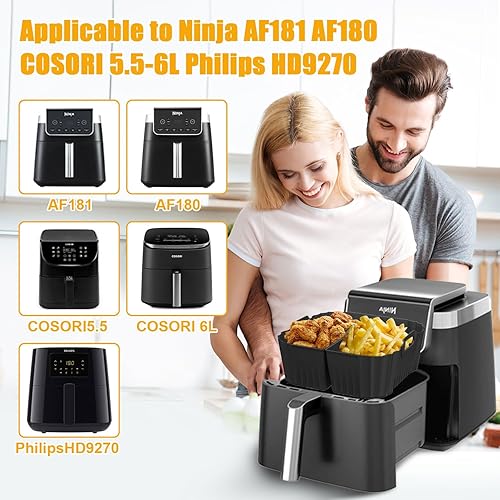2 Pcs Moule Silicone Air Fryer pour Ninja AF180EU 6.2L, Réutilisable Plat Air Fryer pour Cosori TurboBlaze 6L,Accessoires Air Fryer pour COSORI Durable Air Fryer 5.5 L (nior) - Nail Gallerys