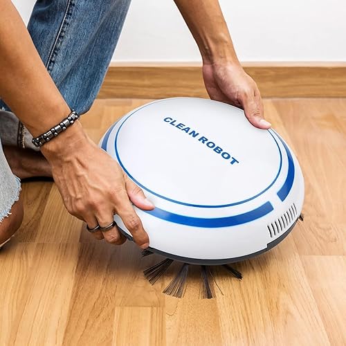 Générique Aspirateur Robot Laveur,Aspirateur Robot 3 en 1,Navigation Intelligente,Ultra-Mince Silencieux,Adapté aux Poils d'animaux,Alimentation par Piles AA,Idéal pour Tapis Sols DursN(Blanc) - Nail Gallerys