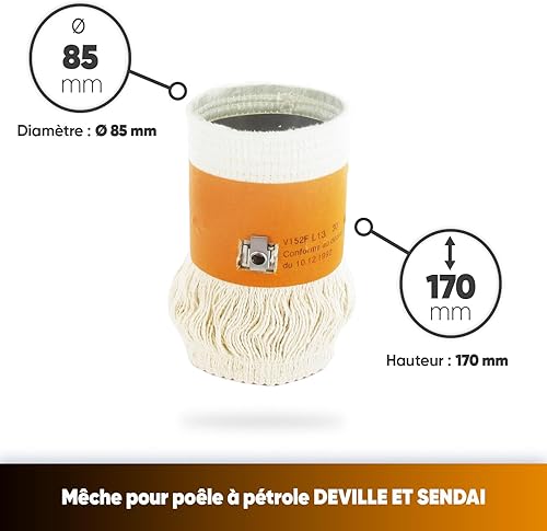 GREENSTAR - Mèche Poêle À Pétrole 11774 - En Coton Spécial - Compatible Deville 9134, 9135, 9136 - Sendai SCE3200, SCE3250, SCE3300, 3650 - Nail Gallerys