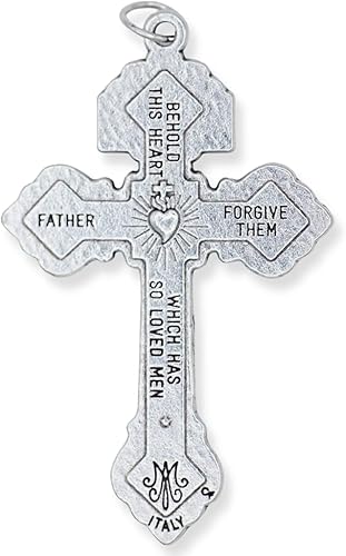 Lot de 3 crucifix catholiques en forme de pardon pour chapelet - Argenté - Pour chapelet - Fabriqué en Italie - 6,3 cm - Nail Gallerys