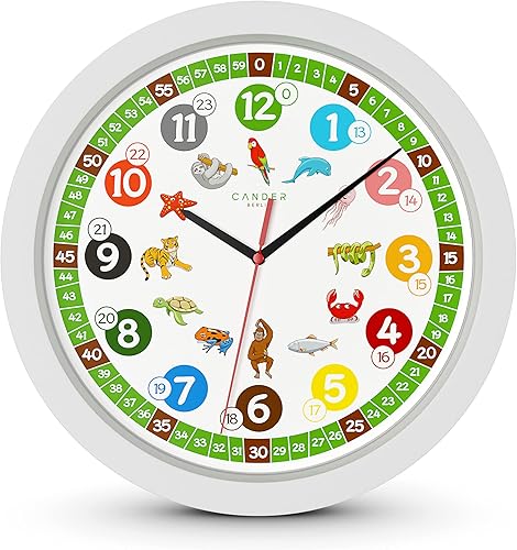 Cander Berlin MNU 1330 Horloge murale pour enfants de 30,5 cm de diamètre avec mécanisme silencieux - Nail Gallerys