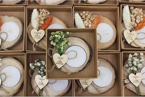 mxn Cadeau Mariage Invité Bougie Personnalisée,Porte-Bougies Chauffe-Plat en Bois Personnalisé,Personnalisée Gravée Prénom étiquette,Bougie Personnalisée,Cadeaux De Fête De Mariage pour Invités - Nail Gallerys
