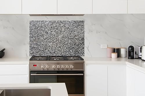 KitchenYeah© Plaque Anti Projection Cuisine 80x55 cm Aluminium Décoration Couvercle Anti Éclaboussure Crédence Cuisine Granit - Industriel - Design - Gris - Nail Gallerys