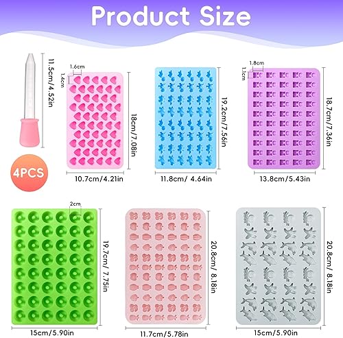 TAIXING 6 Pièces Moule Bonbon, Mini Moule Bonbon Silicone Moule Chocolat avec 4 Compte Gouttes, Réutilisable Moule Silicone Bonbon pour Bonbons Gelée Chocolat, Non Adhérents et Faciles à Nettoyer - Nail Gallerys