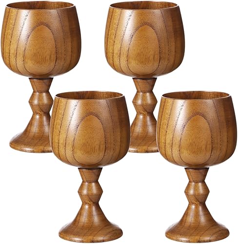 yeeplant Lot de 4 verres en bois de 145 ml - Style médiéval - Pour dîner, fêtes, etc - Nail Gallerys