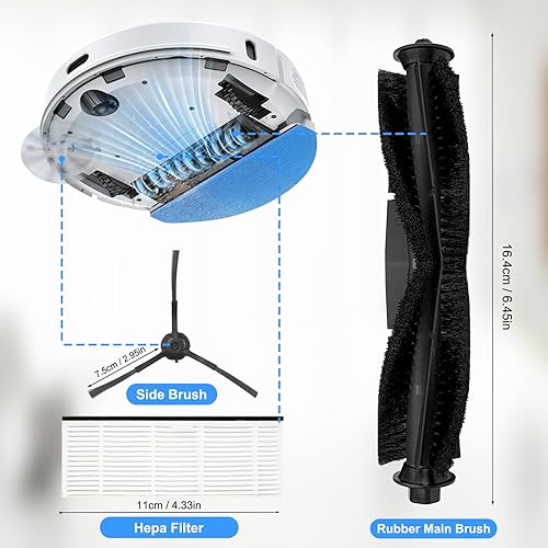 Fixbetter Kit d'accessoires pour Honiture Q6 Pro, pour Imou L11 Pro Max, pour Airrobo T10+, pour Laresar L6 Pro Q6 Pro, pour Ultenic T10 Elite, pour Proscenic M8 Robot Aspirateur Pièces de Rechange - Nail Gallerys