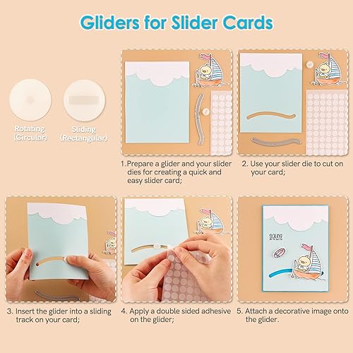 Lot de 40 patins rotatifs pour cartes coulissantes - Pour la fabrication de cartes, le scrapbooking, les projets artistiques, le scrapbooking, les loisirs créatifs, les cercles adhésifs double face - Nail Gallerys