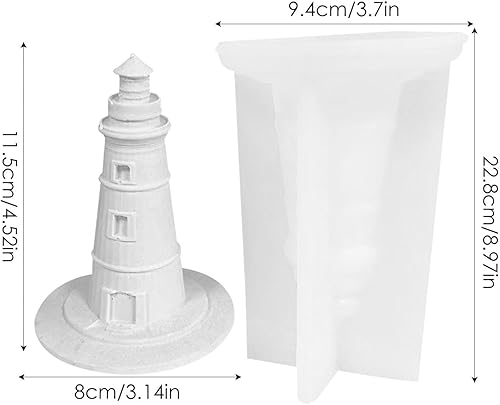 Moules en silicone - Phare - Moule à bougie - Moule en silicone avec fenêtre - Moule à savon - Moule en résine époxy - Moule en silicone anti-adhésif - Pour couler - Nail Gallerys