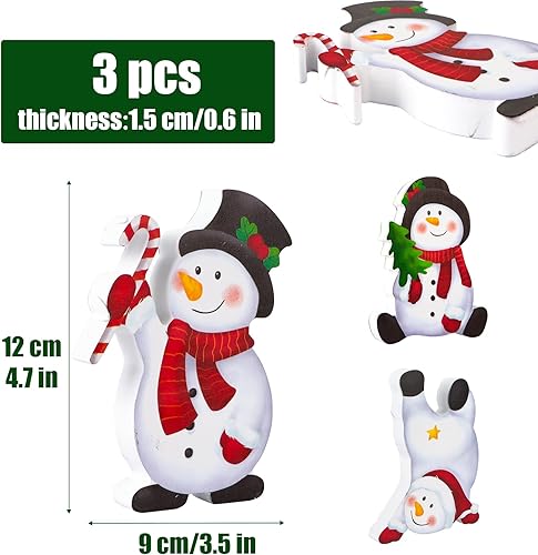 BETESSIN 3 Styles Décoration Table Noël en Bois Motif Bonhomme de Neige Centres de Table - Nail Gallerys