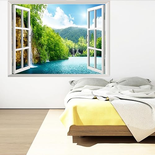 DOITOOL Fausse Fenêtre Affiche De Fenêtre Autocollant Artistique Décalque De Bureau Décalcomanies De Fenêtre De Bureau Murale Fond D'écran Déco Stickers Lumière De La Fenêtre 3d Artificiel - Nail Gallerys