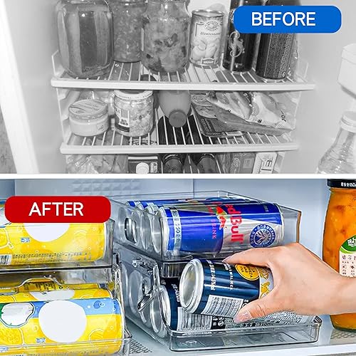 YORFULL Organisateur de canettes de réfrigérateur - Double couche - Avec tiroir à roulettes - Distributeur de boissons pour réfrigérateur - Pour le stockage du cola, de la bière et du soda - Sans BPA - Nail Gallerys