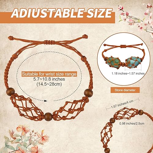 WEWAYSMILE 12 Porte-Bracelets en Pierre Vide, Bracelet Titulaire Cordon, Cordon Réglable Porte Pierre Vide Cristal, pour Fabrication Bijoux Bracelet Bricolage Collier Pierre (Sac Double Filet) - Nail Gallerys