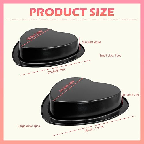 TULEBOLIAN Lot de 2 moules à gâteau en forme de cœur – Moule à gâteau anti-adhésif pour Saint-Valentin, Noël, anniversaires et mariages (22,9 cm et 27,9 cm) - Nail Gallerys
