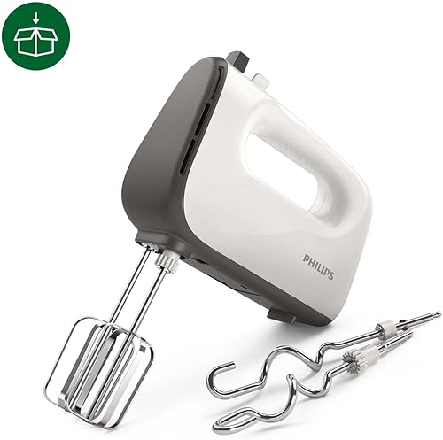 Philips Batteur - 450W, 5 Vitesses + Turbo, Batteur Fouet Double Cône, Outil de Pétrissage, Gris (HR3740/00) - Nail Gallerys