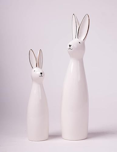 SEINHIJO 2pcs Lapin Décor Statue Arts Animal Décoration Cadeau Moderne Figurine Sculpture Maison Statue Céramique 29cm - Nail Gallerys
