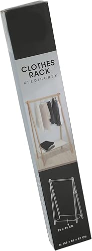 Spetebo Porte-manteau en bambou avec étagère en tissu - 155 x 86 cm - Porte-manteau en bois avec tringle à vêtements - Porte-vêtements pliable en bambou - Nail Gallerys