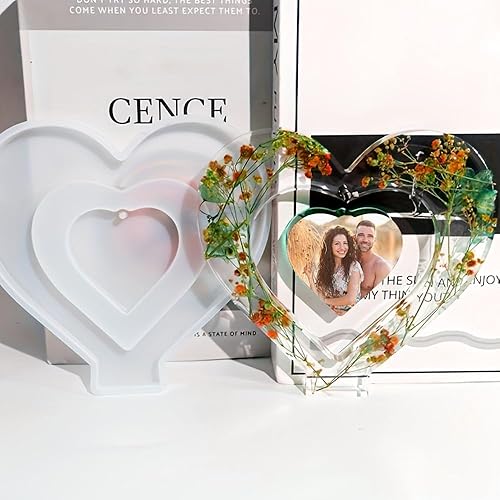 LAKSOL Moule en Silicone pour Cadre Photo Forme de C?ur Moules en Résine pour Cadre Photo Moule Cadre Photo Résine époxy pour DIY Cadres Photo Décoration - Nail Gallerys