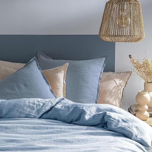 MATT & ROSE Parure de lit Unie Passion Lin 2 Personnes | 100% Lin Lavé | Oeko-TEX | Housse de Couette 240x220 + 2 Taies d'oreiller 65x65 cm | Ivoire - Nail Gallerys