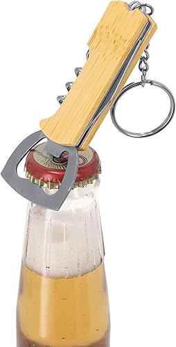 Lot de 2 porte-clés avec décapsuleur, tire-bouchon en métal et bambou, outil d'extérieur pour le camping, les tentes, les fêtes, les vacances - Nail Gallerys