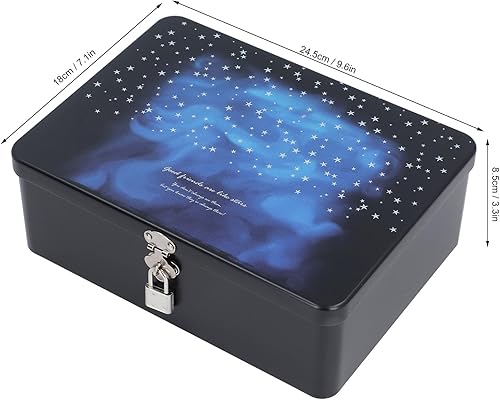 Boîte au trésor en fer blanc, boîte de rangement en fer blanc avec cadenas, boîte de verrouillage en métal avec clé et serrure, boîte de verrouillage décorative pour colliers - Nail Gallerys