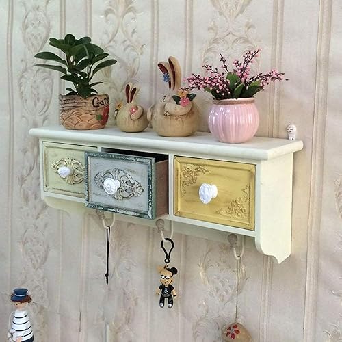 KWMAEEUID Porte-Manteau Mural avec étagère, 3 Crochets et 3 tiroirs, Organisateur d'entrée, étagère Murale pour Cuisine, entrée, Salle de Bain – Patères pour Chapeaux, Serviettes, clés - Nail Gallerys