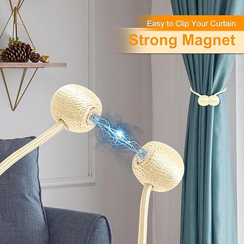 Cozary Embrasses pour Rideaux Magnétiques, 2 Pièces Attache Rideau sans Perçage Fixation, Embrasse Rideau Décorative pour Chambre Bureau - Nail Gallerys