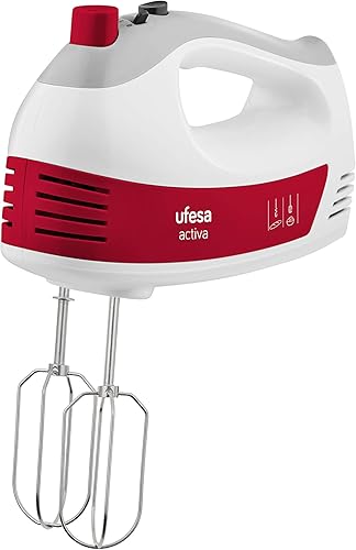 Ufesa BV4650 Batteur Electrique, 400 W de Puissance, 5 Vitesses + Turbo, Bouton pour Éjecter les Accessoires, 2 Fouets et 2 Crochets Pétrin, Conception Ergonomique avec Prise Douce au Toucher - Nail Gallerys