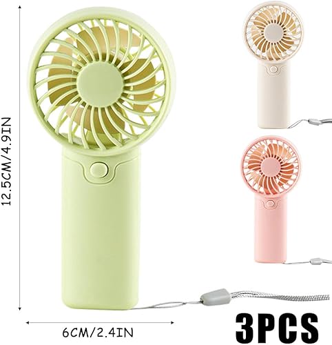 CutitiUU Lot de 3 mini ventilateurs portatifs fonctionnant avec piles AAA, ventilateur de poche personnel exquis, puissant ventilateur de bureau de voyage, vert, rose, blanc, pour filles, enfants - Nail Gallerys