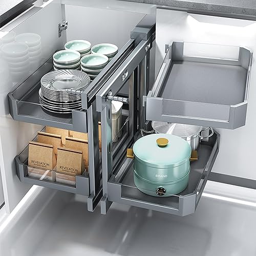 SJDUYD Organiseur coulissant pour armoire d'angle mort de cuisine avec 4 paniers, étagère coulissante, organisateur de rangement extensible pour garde-manger 800 - Nail Gallerys