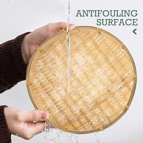 Happyyami 3Pcs Tissage Tamis Rond Fait Main Panier De Rangement Fruits Légumes À Laver Passoire Bol Cuisine Passoire Pelle Chinois Traditionnel Plateau de Service pour Le Collation - Nail Gallerys