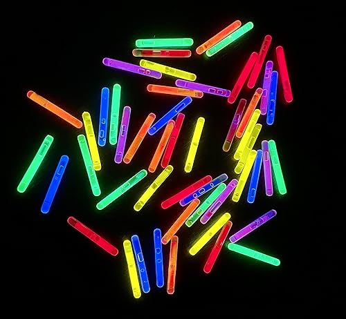 molinoRC Lot de 50 Mini Bâtons Fluorescents, Couleurs Assorties, 38 x 4,5 mm - Nail Gallerys