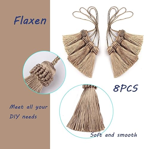 Fenghuangwu – Lot de 8 pompons élégants en polyester colorés pour loisirs créatifs (lin) - Nail Gallerys