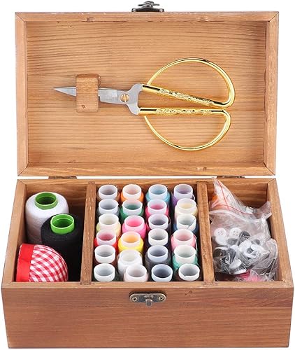 HERCHR Panier à Coudre en Bois, boîte à Couture avec Accessoires pour kit de Couture pour Adultes, Enfants - Nail Gallerys