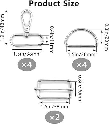 Niuhong 10 Pcs Mousquetons Avec Articulation Pivotante Anneaux D Curseur Réglage Ceinture Sac Bricolage Bandoulière Artisanat Coudre Boucle Ceinture Accessoires Réparation - Nail Gallerys