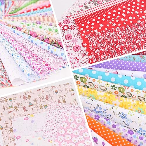 Lot de 50 carrés de tissu patchwork de 10 x 10 cm pour couture, motif floral, carrés mélangés pour loisirs créatifs, couture, patchwork en coton, carrés prédécoupés - Nail Gallerys