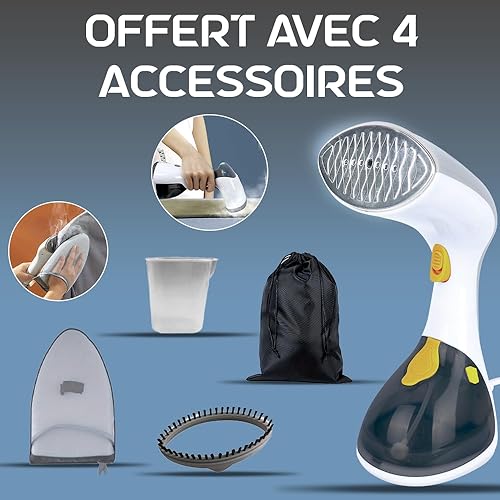 KSALUX Défroisseur Vapeur, Fer à repasser portable Horizontale et Verticale, Chauffe Rapide en 20s, réservoir d'eau de grande capacité de 270ML, idéal voyage, sac+ gant fournis (fer blanc et noir) - Nail Gallerys