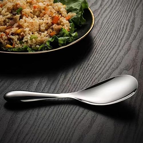Cuillère de cuisine Risotto en acier inoxydable, pelle à riz antiadhésive en acier inoxydable, cuillère à riz | spatule à riz cuillère à soupe, spatule à riz domestique, cuillères en AC - Nail Gallerys