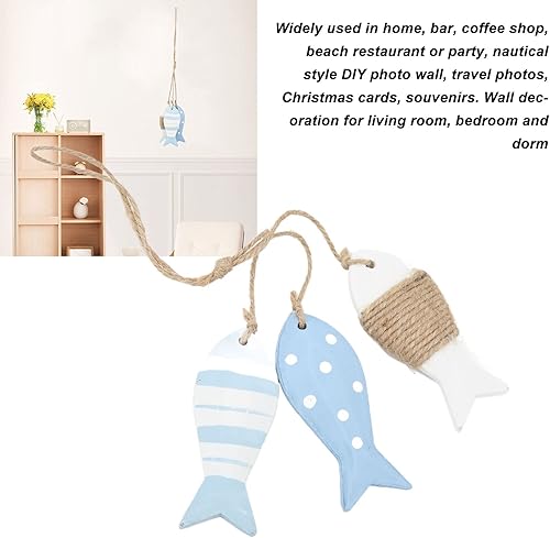 Décor de Poisson en Bois Artisanat en Bois Porte Clés Sac Pendentif 3 Petits Poissons Antique Sculpté Ornement Suspendu Décoration pour Porte Clés de Barre à la Maison - Nail Gallerys