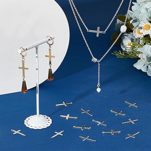 UNICRAFTALE 100 pièces 201 pendentifs Croix Acier Inoxydable 1.2 mm Connecteurs Croisés à Double Trou Breloque Pendentifs à Maillons Croisés Métal Pendentif de Boucle D'Oreille Crucifix pour de Bijoux - Nail Gallerys