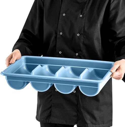 Forgast Range-couverts, Polypropylène, GN 1/1, Dimensions 52x29x9,5 cm, 4 compartiments, Bleu, Hygiénique et facile à nettoyer, Idéal pour les restaurants et à la maison - Nail Gallerys