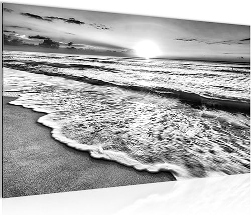 Runa Art Le Coucher Du Soleil Plage Peinture Tableau Salon XXL Beige Bleu Mer 120 x 80 cm 3 Parties Decoration Murale 023731a - Nail Gallerys