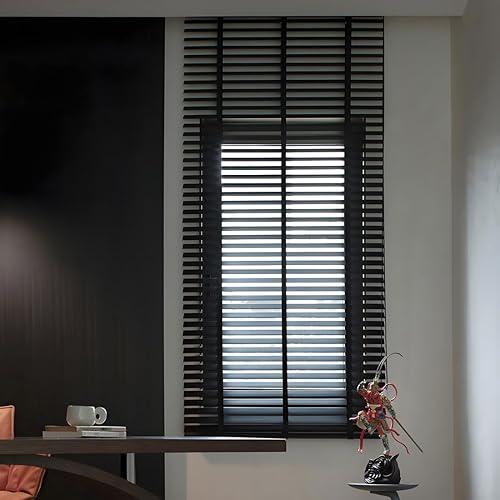 Store Venitien en Bois pour fenêtres & Portes Stores VéNitiens IntéRieurs, Lames de 5cm, sur Mesure 60 80 100 120 140 160 180 200cm pour Chambre & Salon, Rideaux Occultants(White) - Nail Gallerys