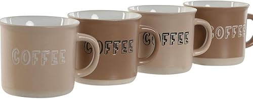 Home ESPRIT Ensemble de tasses à café marron grès 4 pièces 180 ml - Nail Gallerys