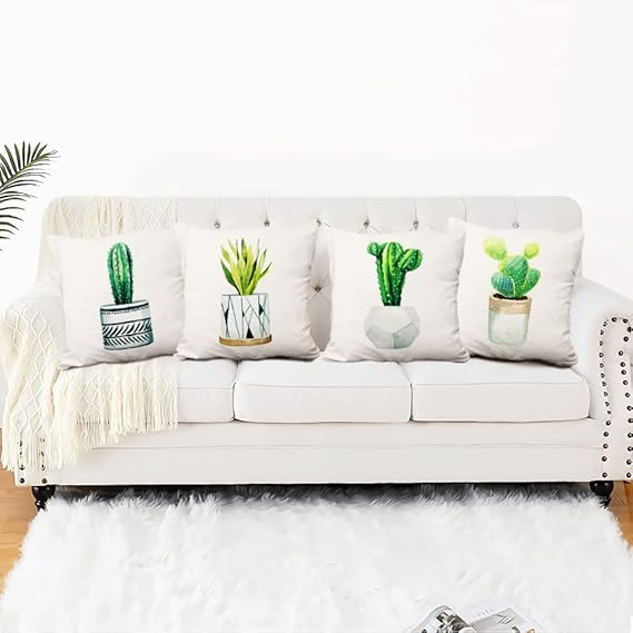 Aoihrraan 41x41cm Lot de 4 Plage Bord de Mer Housse de Coussin Mer Côtier Coquille Étoile De Mer Conque Lin De Coussincarré Taie d'oreiller Été Decoration pour Salon Litroom Canapé Jardin Chaise - Nail Gallerys