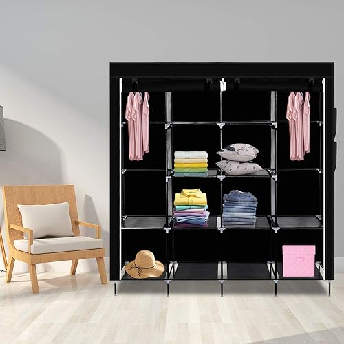 Outvita Armoire de Rangement Penderie Tissu Armoire Chambre Portable pour Chambre D'adulte avec Housse 12 Couches - 150x45x175cm - Nail Gallerys