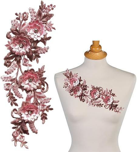 Fleur Broderie à Coudre Broderie Coudre Sur Robe Dentelle Applique Fleur Patch 3D Fleur Brodée Patchs Brodés Coudre Tissu Garnitures pour Décoration Robe de Mariée Vêtements Sacs à Dos - Nail Gallerys
