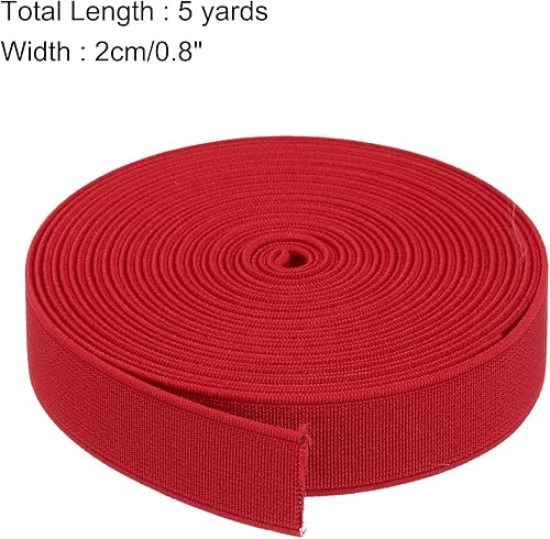 QUARKZMAN Élastiques pour la Couture 2cm 5 Yards/15 Pieds Rouge Bobine d'Élastique Tricoté à Haute Élasticité pour Perruques, Ceintures, Pantalons - Nail Gallerys