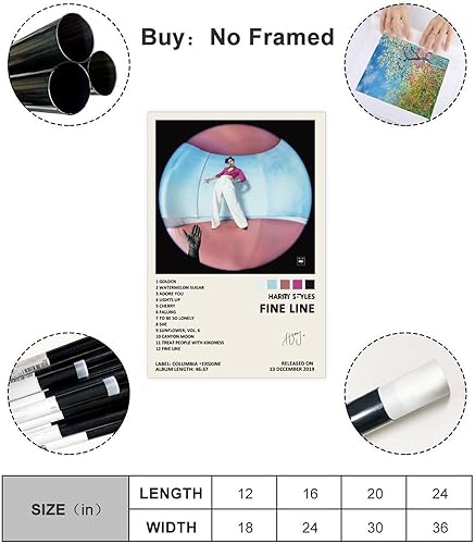 NILK Harry Poster Styles Fine Line Music Album Cover Signed Limited Poster Toile Décoration Chambre Sport Paysage Bureau Chambre Décoration Cadeau Unframe : 40 x 60 cm - Nail Gallerys