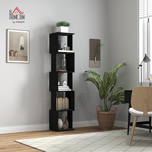 HOMCOM Bibliothèque étagère de Rangement à 5 Niveaux étagère à Livres en Bois, étagère Cube Rangement pour Salon, Bureau à Domicile, 33 x 28 x 161 cm, Noir - Nail Gallerys